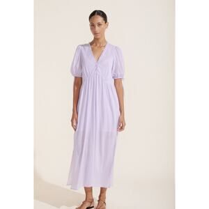 NEW Auguste The Label Piper Maxi Bohemian Lilac Dress XS Cotton Short Sleeves